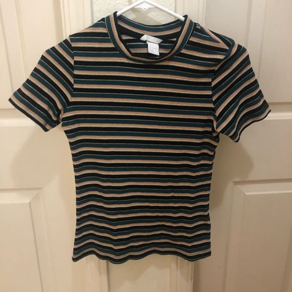H&M Tops - Vintage striped mock neck top